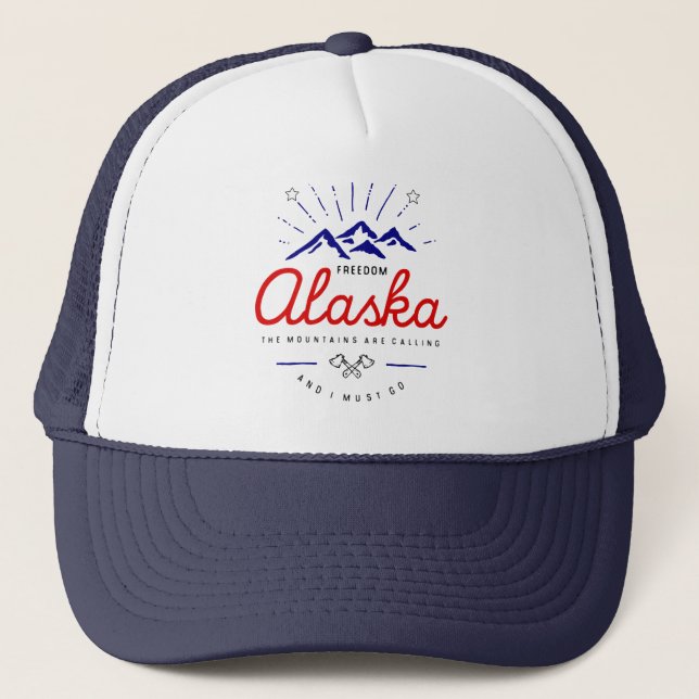 Alaska Mountains are Calling I Must Go Light-Colou Trucker Hat (Front)