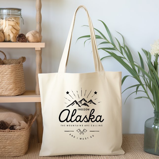 Alaska Mountains are Calling I Must Go Mono Light Tote Bag (Creator Uploaded)