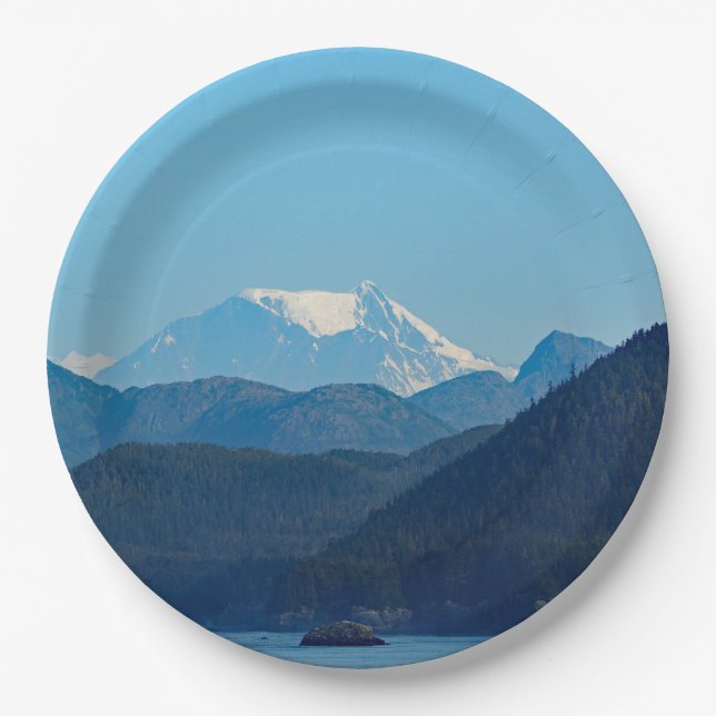 Alaska Mountains Coast Photo Paper Plate (Front)