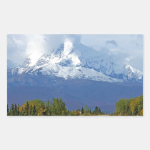 Alaska Mountains Tree Nature Forest Destiny Season Rectangular Sticker