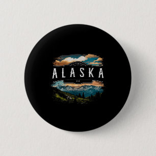 Alaska Mountains Usa Hiking Outdoors Vintage 6 Cm Round Badge