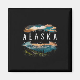 Alaska Mountains Usa Hiking Outdoors Vintage Magnet