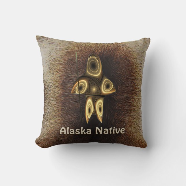 Alaska Native - Fractal Inuit Hunter Cushion (Front)