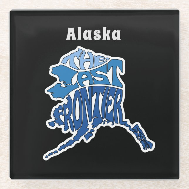 Alaska Nickname Word Art Glass Coaster (Front)