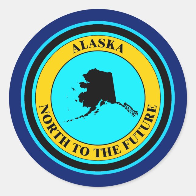 ALASKA NORTH TO THE FUTURE CLASSIC ROUND STICKER (Front)