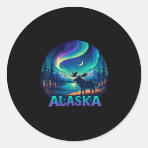 Alaska Northern Lights Aurora Viewing Alaska Vacat Classic Round Sticker