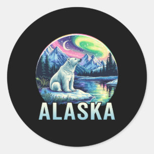 Alaska Northern Lights Aurora Viewing Vacation Ala Classic Round Sticker