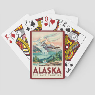 Alaska Northern Lights Bald Eagle Illustration Playing Cards