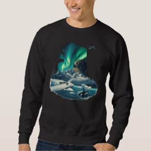 Alaska Northern Lights Grizzly Bear & Orca Sweatshirt