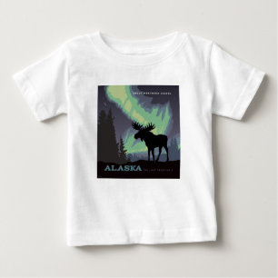 Alaska   Northern Lights Moose Baby T-Shirt