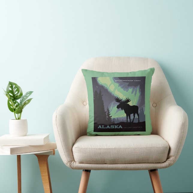 Alaska | Northern Lights Moose Cushion (Chair)