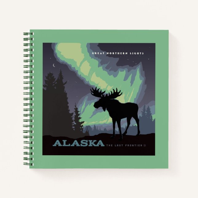 Alaska | Northern Lights Moose Notebook (Front)