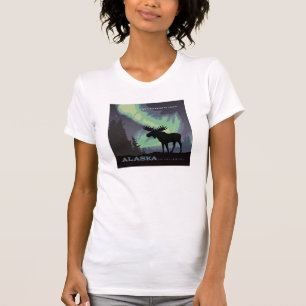 Alaska   Northern Lights Moose T-Shirt