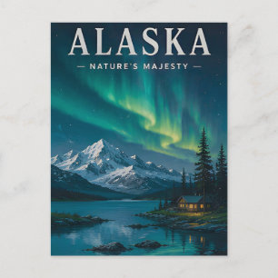 ✨ Alaska Northern Lights Mountain Night 🌌 Postcard