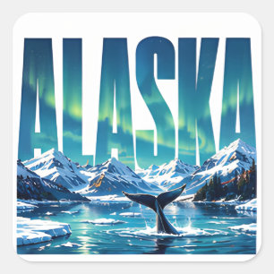 Alaska Northern Lights Mountain Wilderness Adventu Square Sticker