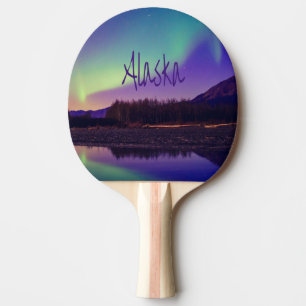Alaska Northern Lights Mountains Lake Ping Pong Paddle