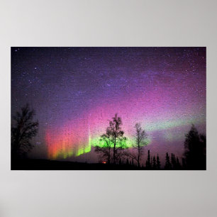 Alaska Northern Lights Sky Night Crackle Art Poster