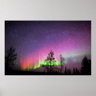 Alaska Northern Lights Sky Night Crackle Art Poster