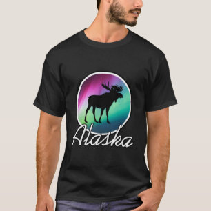 Alaska Northern Lights T-Shirt Alaskan Moose Auror
