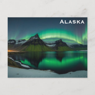 Alaska Northern Lights Travel Photo Postcard