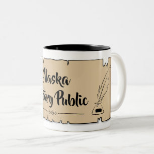Alaska Notary Public Scroll Feather Quill Two-Tone Coffee Mug