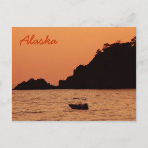 Alaska orange boat at sea postcard