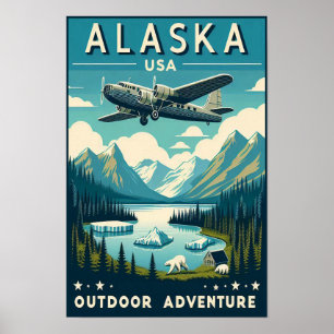 Alaska Outdoor Adventure Vintage Travel Poster
