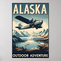 Alaska Outdoor Adventure Vintage Travel Poster