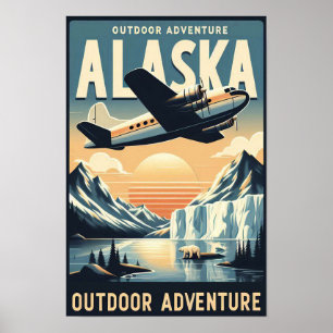 Alaska Outdoor Adventure Vintage Travel Poster