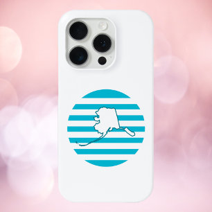Alaska Outline Blue Retro Circle iPhone 15 Pro Case