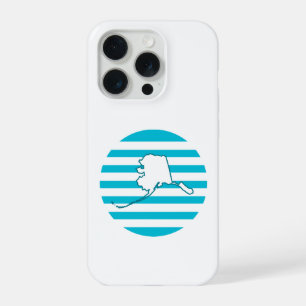 Alaska Outline Blue Retro Circle iPhone 15 Pro Case