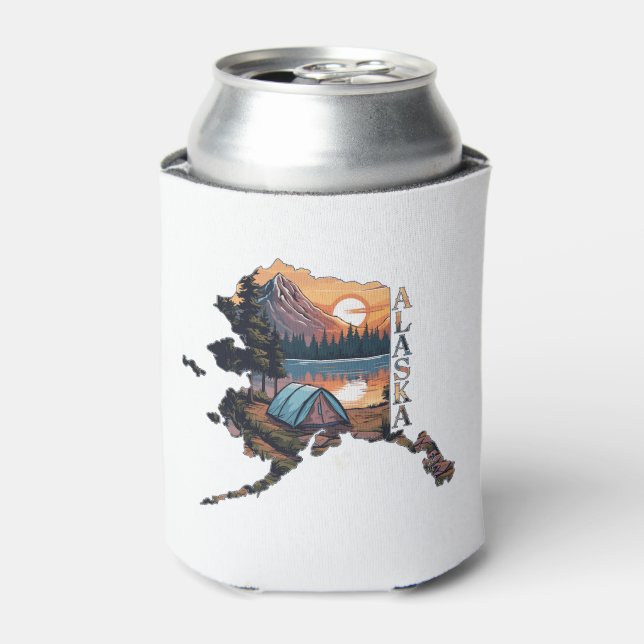 Alaska Outline Camping Can Cooler (Can Front)