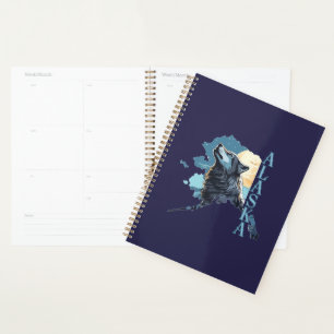 Alaska Outline Wolf and Moon Planner