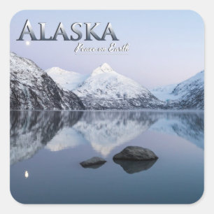 Alaska Peace on Earth Square Sticker