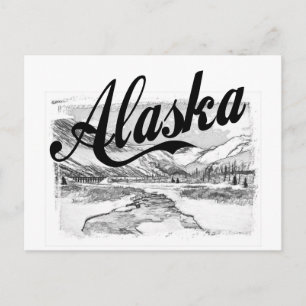 Alaska Pencil Sketch Postcard