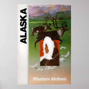Alaska Print Western Travel Poster Alaskan Art