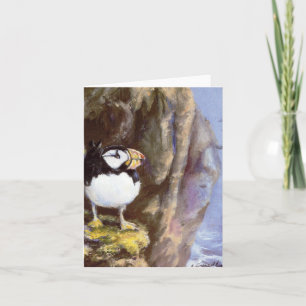 Alaska Puffin Oil Painting Designed Folded Note Card