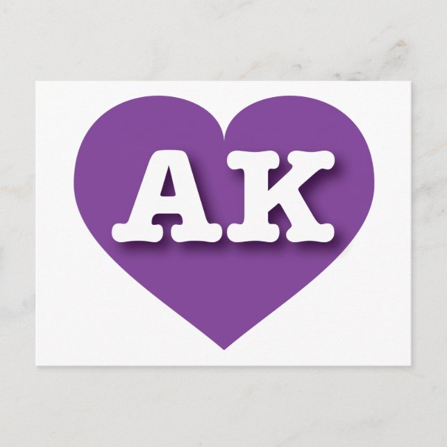 Alaska Purple Heart - I love AK Postcard (Front)