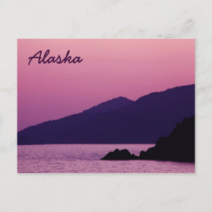 Alaska purple mountain sunset postcard