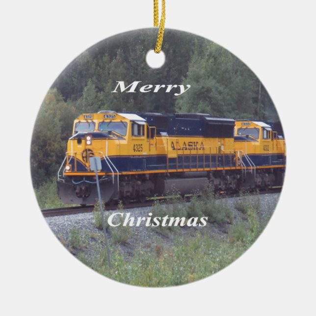 Alaska Railroad Ceramic Ornament (Front)
