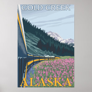 Alaska Railroad Scene - Gold Creek, Alaska Poster