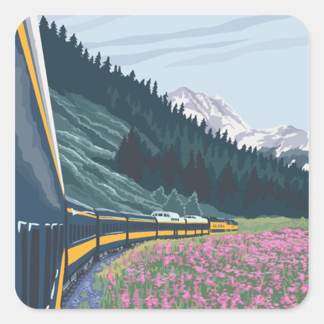 Alaska Railroad Scene - Gold Creek, Alaska Square Sticker (Front)