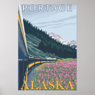 Alaska Railroad Scene - Portage, Alaska Poster