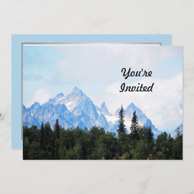 Alaska Range Mountain Landscape Photo Birthday Invitation (Front/Back)