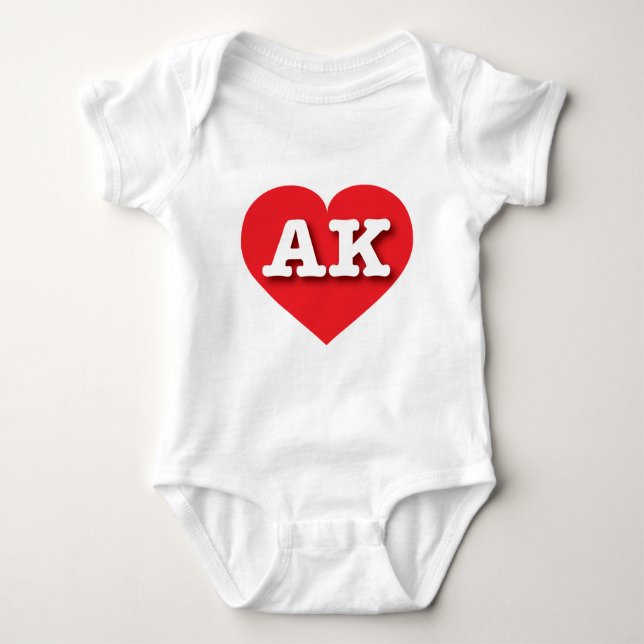 Alaska Red Heart - I love AK Baby Bodysuit (Front)