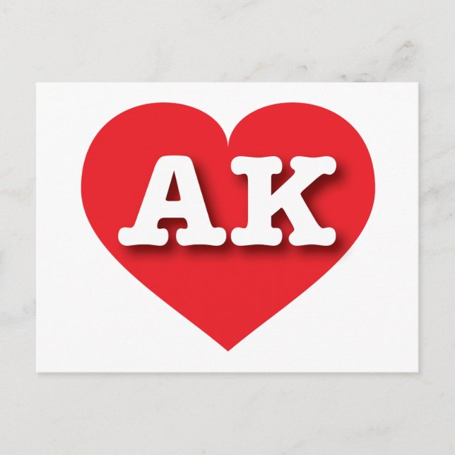 Alaska Red Heart - I love AK Postcard (Front)