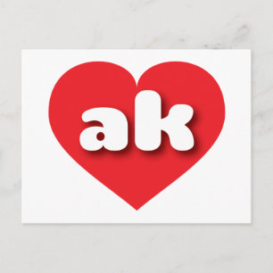 Alaska red heart - I love ak Postcard