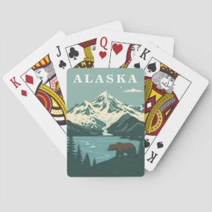Alaska Retro Travel Grizzly Bear Playing Cards
