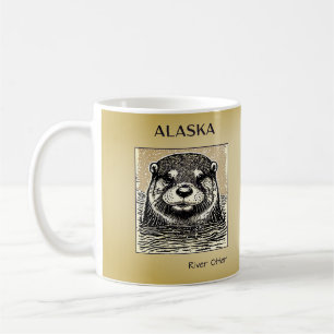 Alaska River Otter Portrait Coffee Mug-Tan Coffee Mug