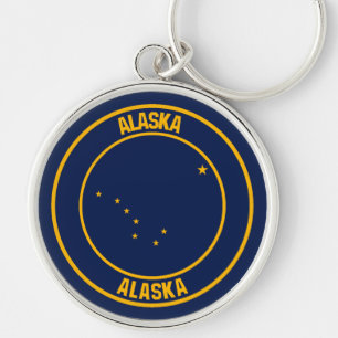 Alaska Round Emblem Key Ring